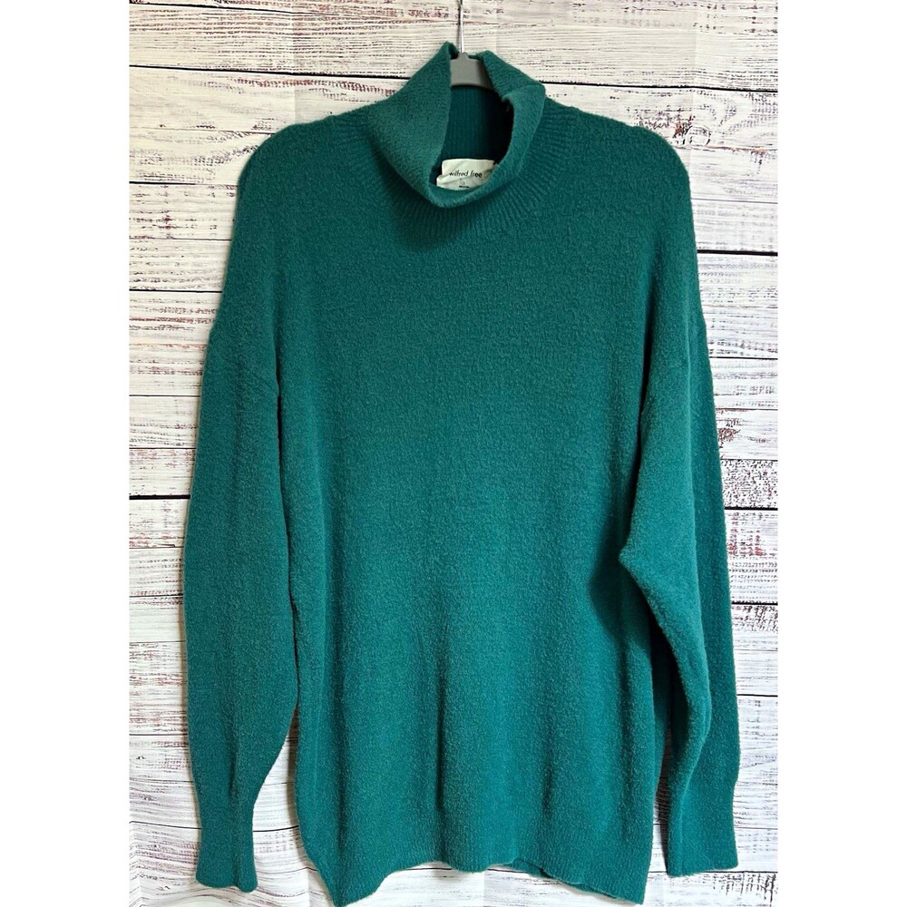 Aritzia Wilfred Free Funnel Turtleneck Tunic Sweater Teal Green Oversized L